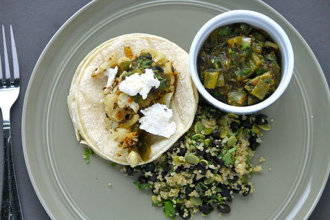 Cauliflower Tacos with Roasted Poblano Salsa