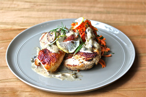 Chicken Piccata and Carrot Noodles