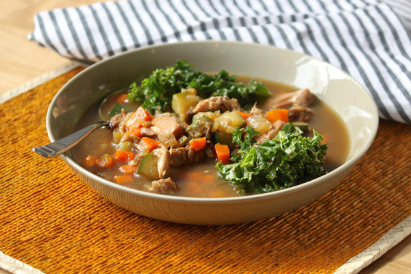 Chicken Soup with kale, carrots, zucchini