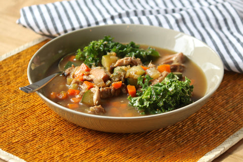 Chicken Soup with kale, carrots, zucchini